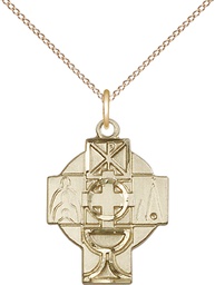 [5929GF/18GF] 14kt Gold Filled RCIA Pendant on a 18 inch Gold Filled Light Curb chain