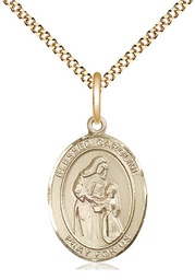 [8281GF/18G] 14kt Gold Filled Blessed Caroline Gerhardinger Pendant on a 18 inch Gold Plate Light Curb chain