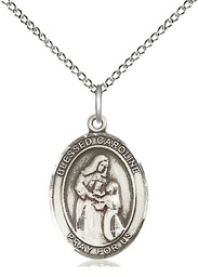 [8281SS/18SS] Sterling Silver Blessed Caroline Gerhardinger Pendant on a 18 inch Sterling Silver Light Curb chain