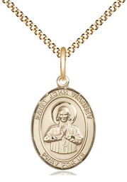 [8282GF/18G] 14kt Gold Filled Saint John Vianney Pendant on a 18 inch Gold Plate Light Curb chain