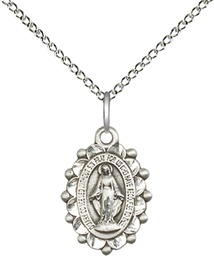 [6040SS/18SS] Sterling Silver Miraculous Pendant on a 18 inch Sterling Silver Light Curb chain