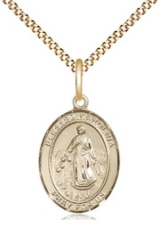 [8283GF/18G] 14kt Gold Filled Blessed Karolina Kozkowna Pendant on a 18 inch Gold Plate Light Curb chain