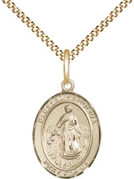 [8283GF/18G] 14kt Gold Filled Blessed Karolina Kozkowna Pendant on a 18 inch Gold Plate Light Curb chain