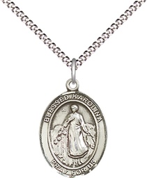 [8283SS/18S] Sterling Silver Blessed Karolina Kozkowna Pendant on a 18 inch Light Rhodium Light Curb chain