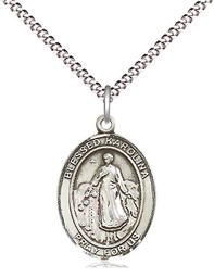 [8283SS/18S] Sterling Silver Blessed Karolina Kozkowna Pendant on a 18 inch Light Rhodium Light Curb chain