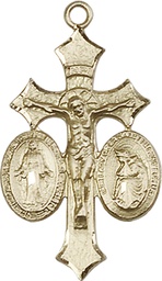 [6055KT] 14kt Gold Jesus, Mary, Our Lady of La Salette Medal