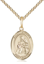 [8284GF/18G] 14kt Gold Filled Saint Angela Merici Pendant on a 18 inch Gold Plate Light Curb chain