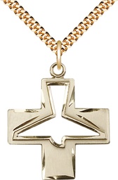 [6080GF/24G] 14kt Gold Filled Holy Spirit Pendant on a 24 inch Gold Plate Heavy Curb chain