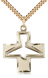 [6080GF/24G] 14kt Gold Filled Holy Spirit Pendant on a 24 inch Gold Plate Heavy Curb chain