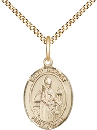 [8285GF/18G] 14kt Gold Filled Saint Walter of Pontoise Pendant on a 18 inch Gold Plate Light Curb chain