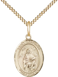 [8286GF/18G] 14kt Gold Filled Saint Deborah Pendant on a 18 inch Gold Plate Light Curb chain