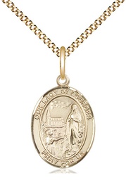 [8288GF/18G] 14kt Gold Filled Our Lady of Lourdes Pendant on a 18 inch Gold Plate Light Curb chain