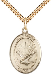 [7044GF/24G] 14kt Gold Filled Holy Spirit Pendant on a 24 inch Gold Plate Heavy Curb chain