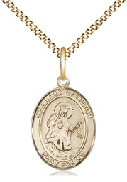 [8289GF/18G] 14kt Gold Filled Our Lady of Mercy Pendant on a 18 inch Gold Plate Light Curb chain