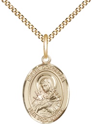 [8290GF/18G] 14kt Gold Filled Mater Dolorosa Pendant on a 18 inch Gold Plate Light Curb chain