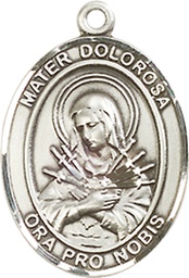 [8290SS] Sterling Silver Mater Dolorosa Medal