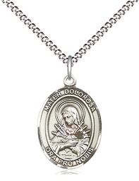 [8290SS/18S] Sterling Silver Mater Dolorosa Pendant on a 18 inch Light Rhodium Light Curb chain