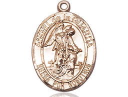 [7118SPKT] 14kt Gold Angel de la Guarda Medal