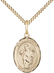 [8293GF/18G] 14kt Gold Filled Saint Aedan of Ferns Pendant on a 18 inch Gold Plate Light Curb chain