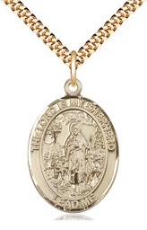 [7119GF/24G] 14kt Gold Filled Lord Is My Shepherd Pendant on a 24 inch Gold Plate Heavy Curb chain