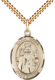 [7133GF/24G] 14kt Gold Filled Maria Stein Pendant on a 24 inch Gold Plate Heavy Curb chain