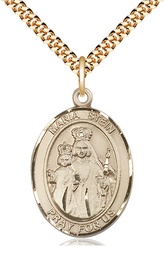 [7133GF/24G] 14kt Gold Filled Maria Stein Pendant on a 24 inch Gold Plate Heavy Curb chain