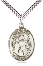 [7133SS/24S] Sterling Silver Maria Stein Pendant on a 24 inch Light Rhodium Heavy Curb chain