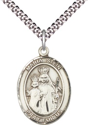 [7133SS/24S] Sterling Silver Maria Stein Pendant on a 24 inch Light Rhodium Heavy Curb chain