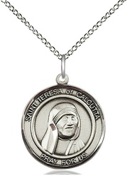 [8295RDSS/18SS] Sterling Silver Saint Teresa of Calcutta Pendant on a 18 inch Sterling Silver Light Curb chain