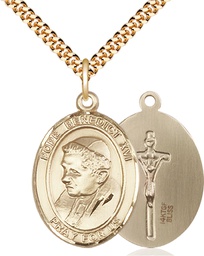 [7235GF/24G] 14kt Gold Filled Pope Benedict XVI Pendant on a 24 inch Gold Plate Heavy Curb chain