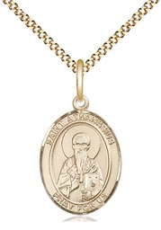 [8296GF/18G] 14kt Gold Filled Saint Athanasius Pendant on a 18 inch Gold Plate Light Curb chain