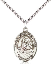 [8297SS/18S] Sterling Silver Saint Lidwina of Schiedam Pendant on a 18 inch Light Rhodium Light Curb chain