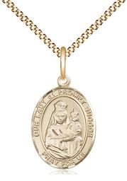 [8299GF/18G] 14kt Gold Filled Our Lady of Prompt Succor Pendant on a 18 inch Gold Plate Light Curb chain