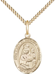 [8299GF/18G] 14kt Gold Filled Our Lady of Prompt Succor Pendant on a 18 inch Gold Plate Light Curb chain