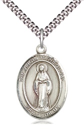 [7345SS/24S] Sterling Silver Virgin of the Globe Pendant on a 24 inch Light Rhodium Heavy Curb chain