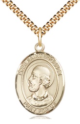 [7352GF/24G] 14kt Gold Filled Pope St Eugene I Pendant on a 24 inch Gold Plate Heavy Curb chain