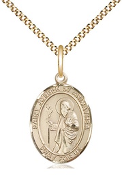 [8300GF/18G] 14kt Gold Filled Saint Joseph of Arimathea Pendant on a 18 inch Gold Plate Light Curb chain