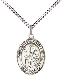 [8300SS/18S] Sterling Silver Saint Joseph of Arimathea Pendant on a 18 inch Light Rhodium Light Curb chain