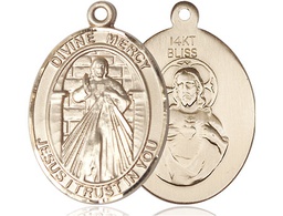 [7366KT] 14kt Gold Divine Mercy Medal