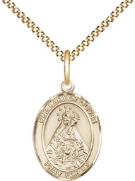 [8303GF/18G] 14kt Gold Filled Our Lady of Olives Pendant on a 18 inch Gold Plate Light Curb chain