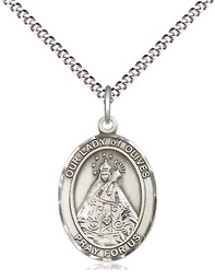 [8303SS/18S] Sterling Silver Our Lady of Olives Pendant on a 18 inch Light Rhodium Light Curb chain