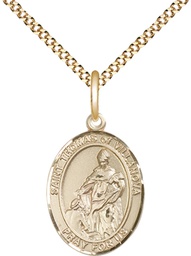 [8304GF/18G] 14kt Gold Filled Saint Thomas of Villanova Pendant on a 18 inch Gold Plate Light Curb chain