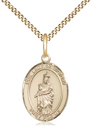 [8306GF/18G] 14kt Gold Filled Our Lady of Victory Pendant on a 18 inch Gold Plate Light Curb chain