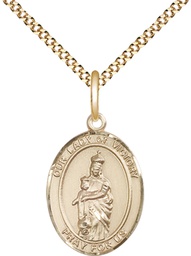 [8306GF/18G] 14kt Gold Filled Our Lady of Victory Pendant on a 18 inch Gold Plate Light Curb chain
