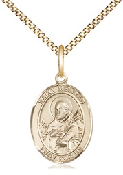 [8307GF/18G] 14kt Gold Filled Saint Meinrad of Einsiedeln Pendant on a 18 inch Gold Plate Light Curb chain