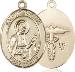 [8019KT9] 14kt Gold Saint Camillus of Lellis Nurse Medal