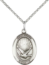 [8044SS/18SS] Sterling Silver Holy Spirit Pendant on a 18 inch Sterling Silver Light Curb chain