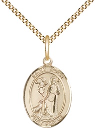 [8310GF/18G] 14kt Gold Filled Saint Roch Pendant on a 18 inch Gold Plate Light Curb chain