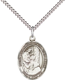 [8311SS/18S] Sterling Silver Saint Elizabeth of the Visitation Pendant on a 18 inch Light Rhodium Light Curb chain