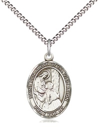[8311SS/18S] Sterling Silver Saint Elizabeth of the Visitation Pendant on a 18 inch Light Rhodium Light Curb chain
